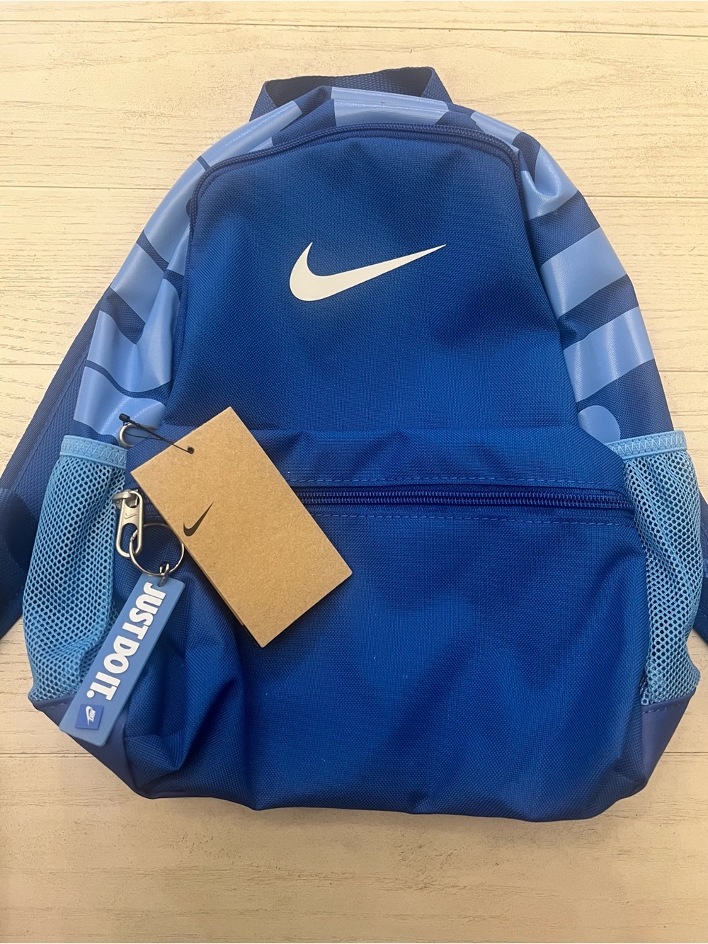 Nike Youth “Brasilia” Blue Backpack Just Do It with Keychain NWT